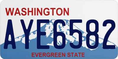 WA license plate AYE6582