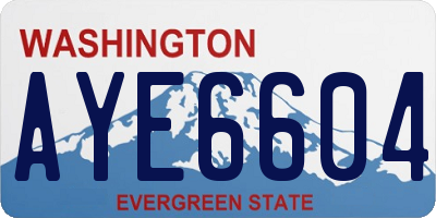 WA license plate AYE6604
