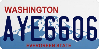 WA license plate AYE6606