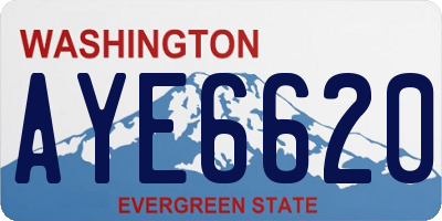 WA license plate AYE6620