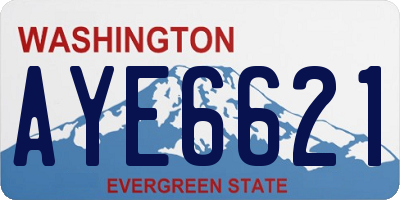 WA license plate AYE6621