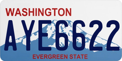 WA license plate AYE6622