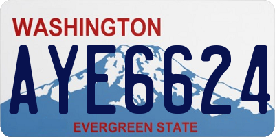 WA license plate AYE6624