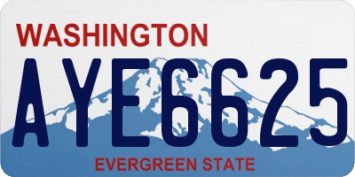 WA license plate AYE6625