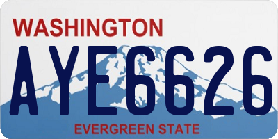 WA license plate AYE6626