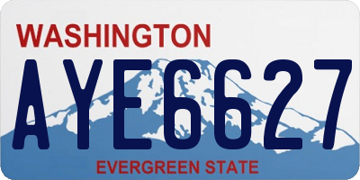 WA license plate AYE6627