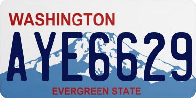 WA license plate AYE6629
