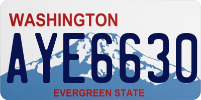 WA license plate AYE6630