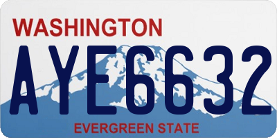 WA license plate AYE6632