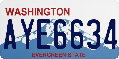 WA license plate AYE6634