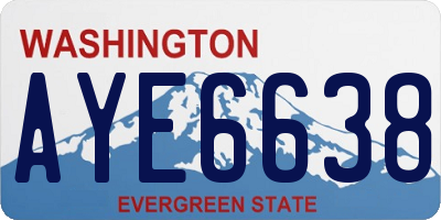 WA license plate AYE6638