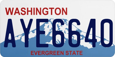 WA license plate AYE6640