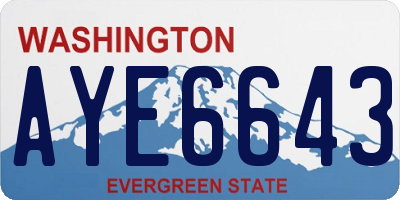 WA license plate AYE6643