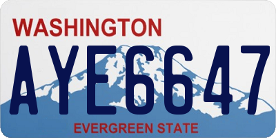 WA license plate AYE6647