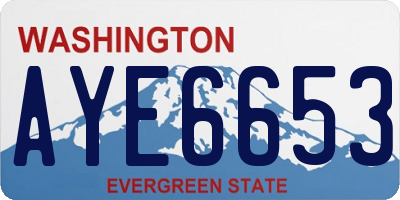 WA license plate AYE6653