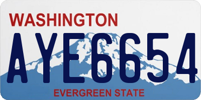 WA license plate AYE6654