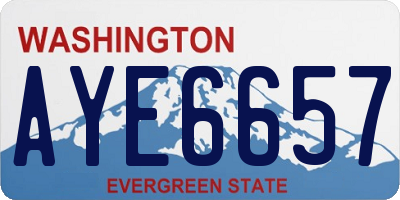 WA license plate AYE6657