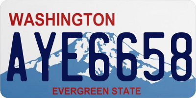 WA license plate AYE6658