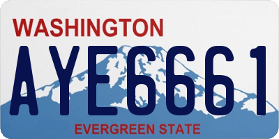 WA license plate AYE6661