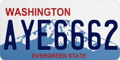 WA license plate AYE6662