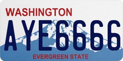WA license plate AYE6666