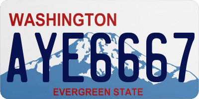 WA license plate AYE6667