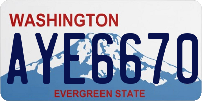 WA license plate AYE6670