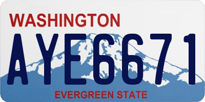 WA license plate AYE6671
