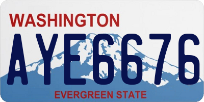 WA license plate AYE6676