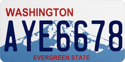 WA license plate AYE6678