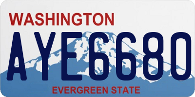WA license plate AYE6680