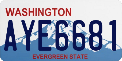 WA license plate AYE6681
