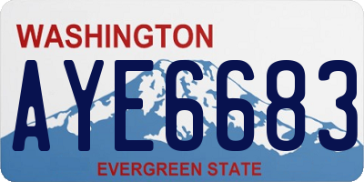 WA license plate AYE6683