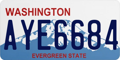 WA license plate AYE6684