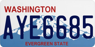 WA license plate AYE6685