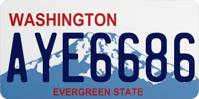 WA license plate AYE6686