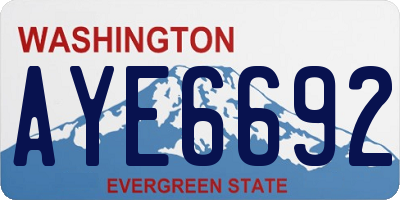 WA license plate AYE6692