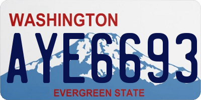WA license plate AYE6693