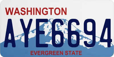 WA license plate AYE6694