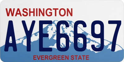 WA license plate AYE6697