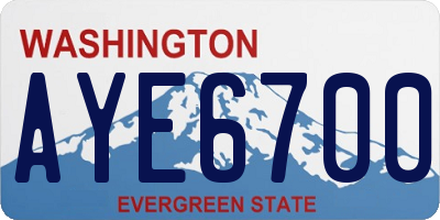 WA license plate AYE6700