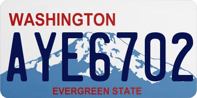 WA license plate AYE6702