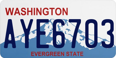 WA license plate AYE6703