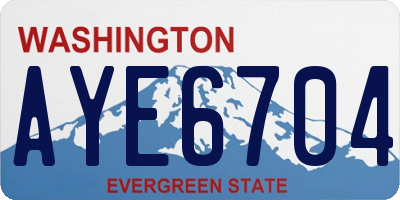 WA license plate AYE6704