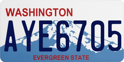 WA license plate AYE6705