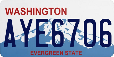 WA license plate AYE6706