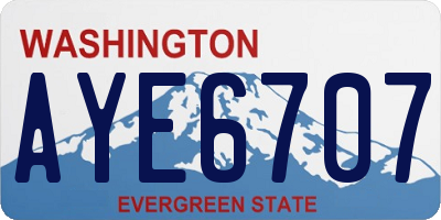 WA license plate AYE6707