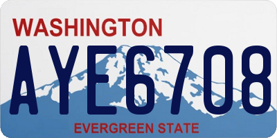 WA license plate AYE6708