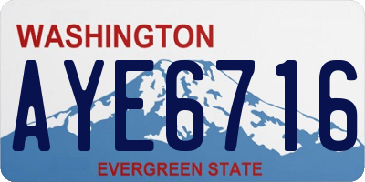 WA license plate AYE6716