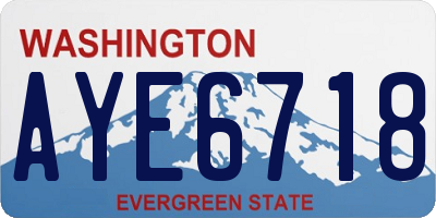 WA license plate AYE6718